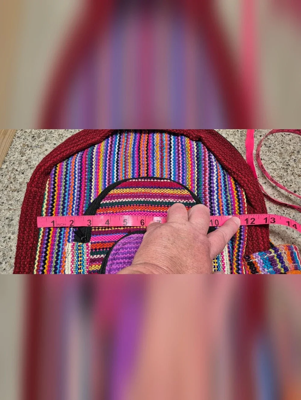 Peruvian Handwoven Backpack Boho Festival Colorful Striped Hippie Rucksack Bag